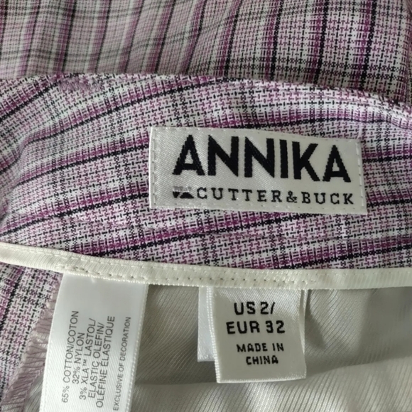 Cutter & Buck Golf Annika Pink Black White Plaid Bermuda Shorts Sz 2 12" Inseam - Picture 9 of 10